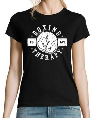 Youth Designz T-Shirt "Boxing Is My Therapie" Damen Shirt mit trendigem Frontprint