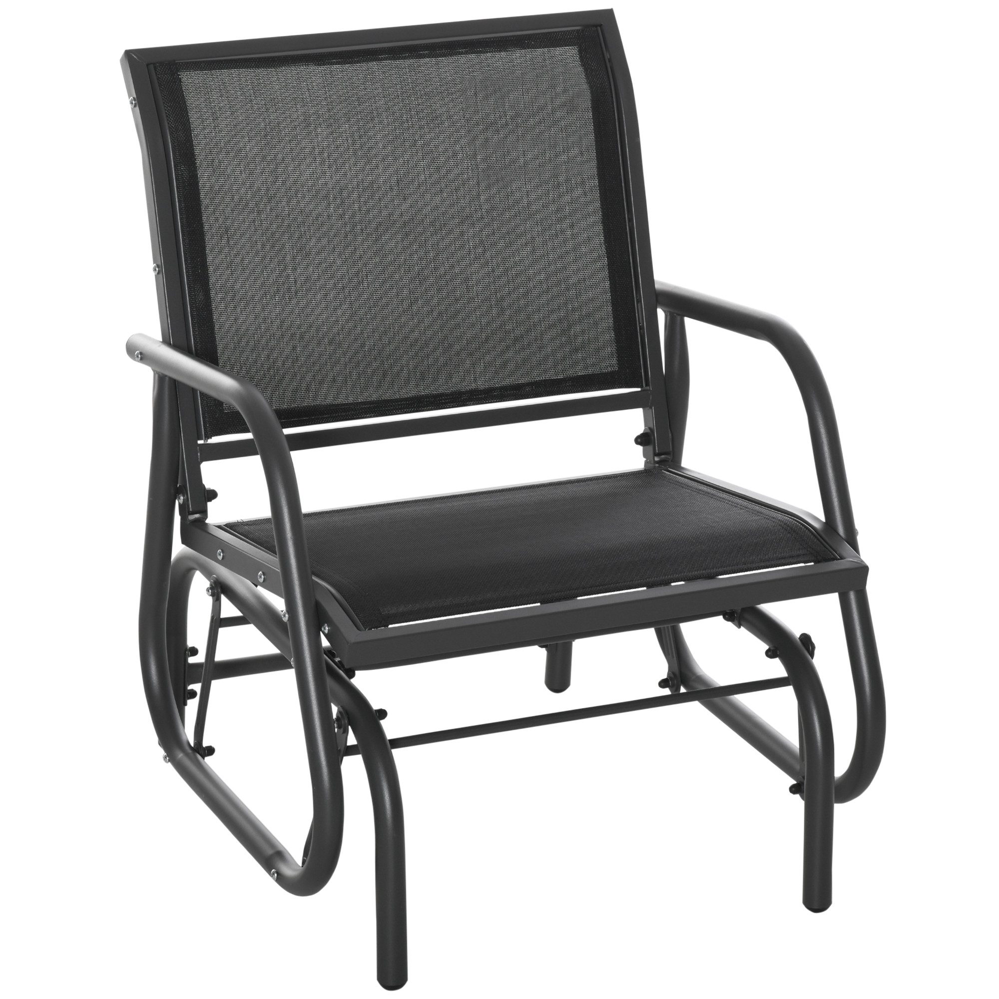 Outsunny Gartenbank mit Schaukelmechanismus, bis 120 kg belastbar (Gartenschaukel, 1-St., Schaukelstuhl), für Garten, Terrasse, Veranda 70 x 66 x 85 cm Schwarz
