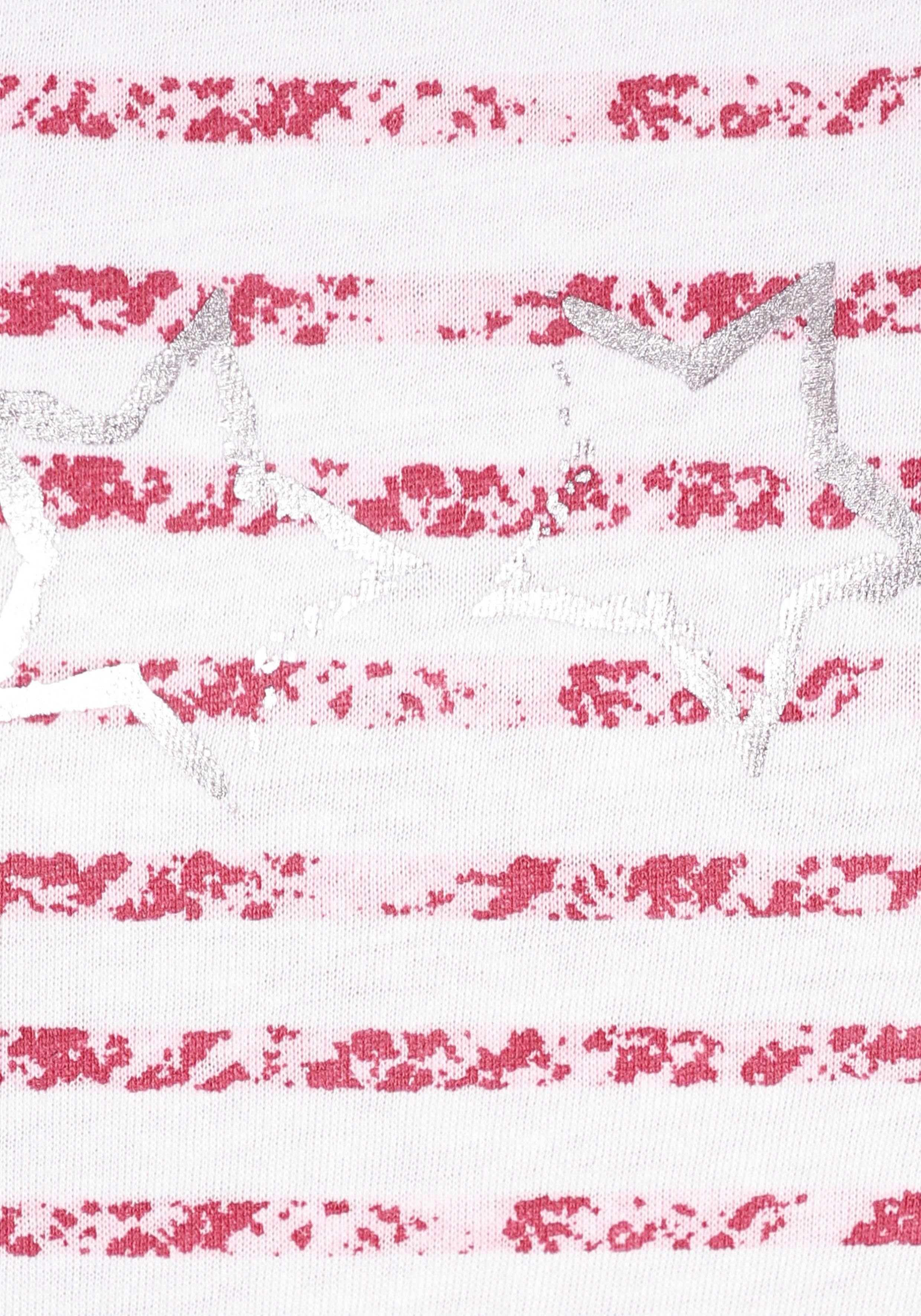 Bewegungsfreiheit Seitenschlitze Nachthemd für pink, Dreams gestreift mehr Vivance (1-tlg) rot