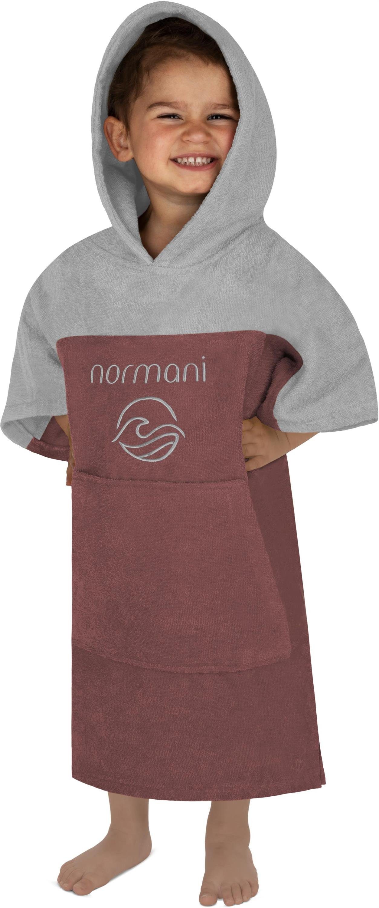normani Badeponcho Kinder Badeponcho 2-5 Jahre Puwai, Bio-Baumwolle, Kapuze, Schlupf, Badeponcho aus 100 % Bio-Baumwolle