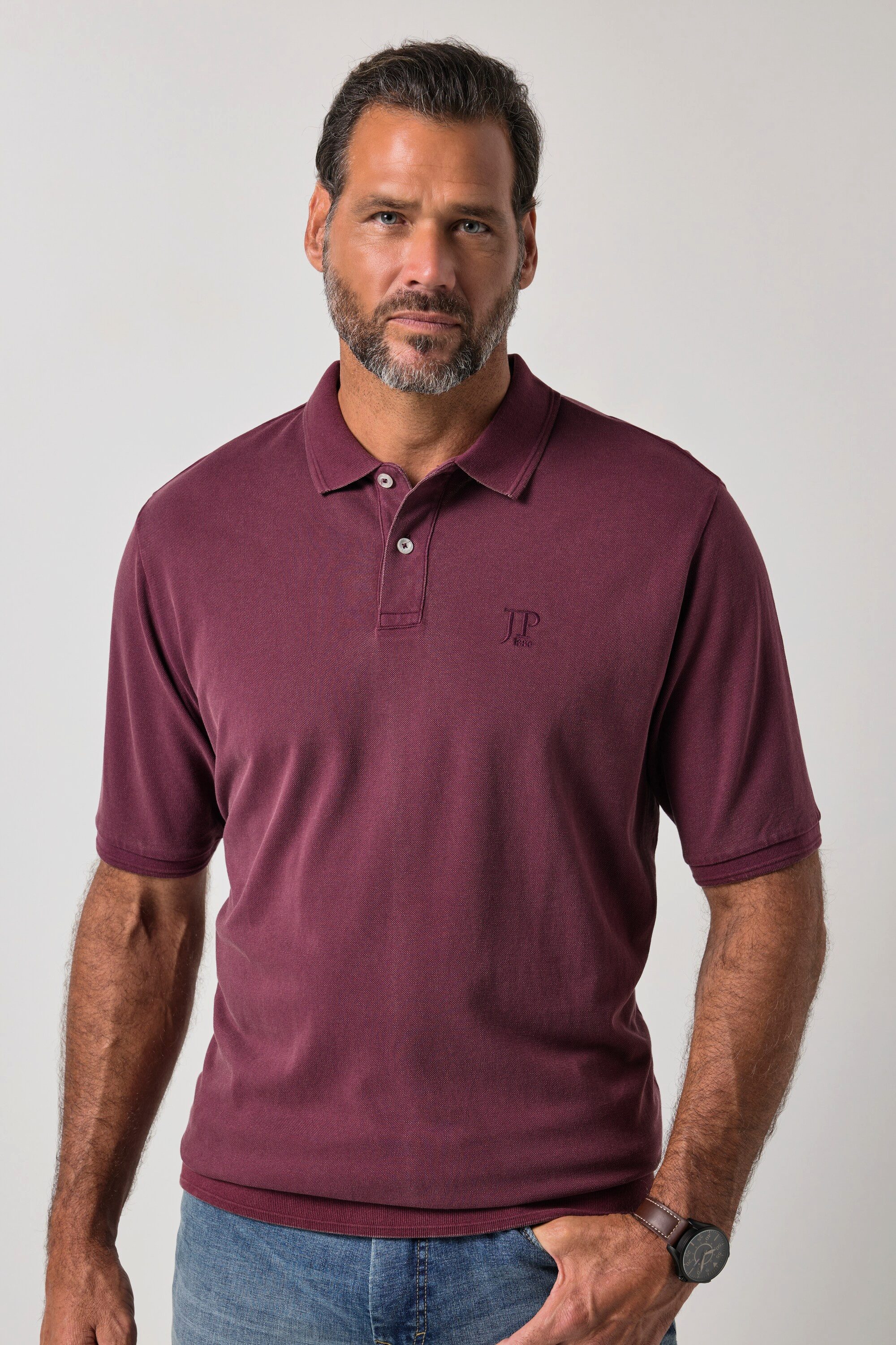 JP1880 Poloshirt Poloshirt Bauchfit Piqué Halbarm Vintage Look