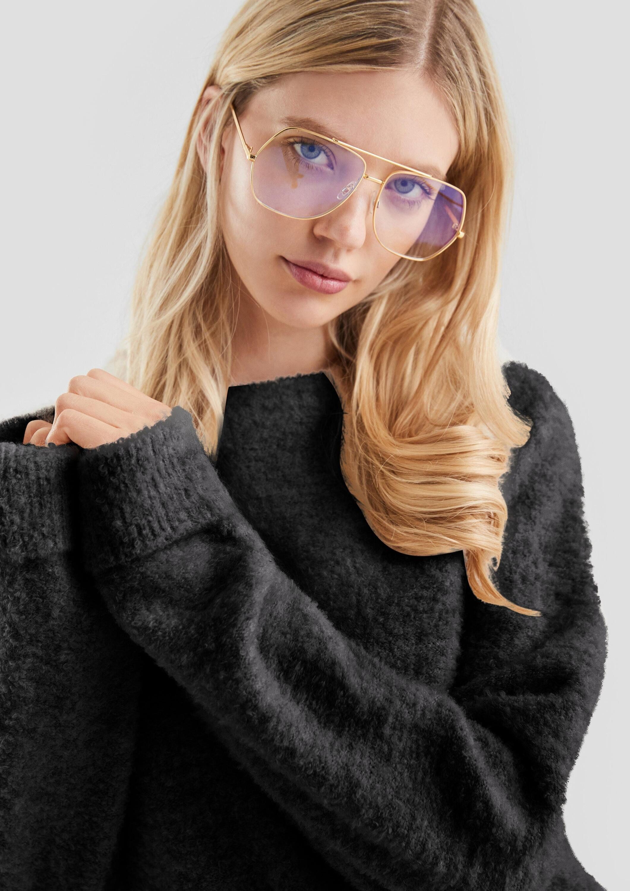 QS Longpullover Strickpullover Bouclé-Pullover