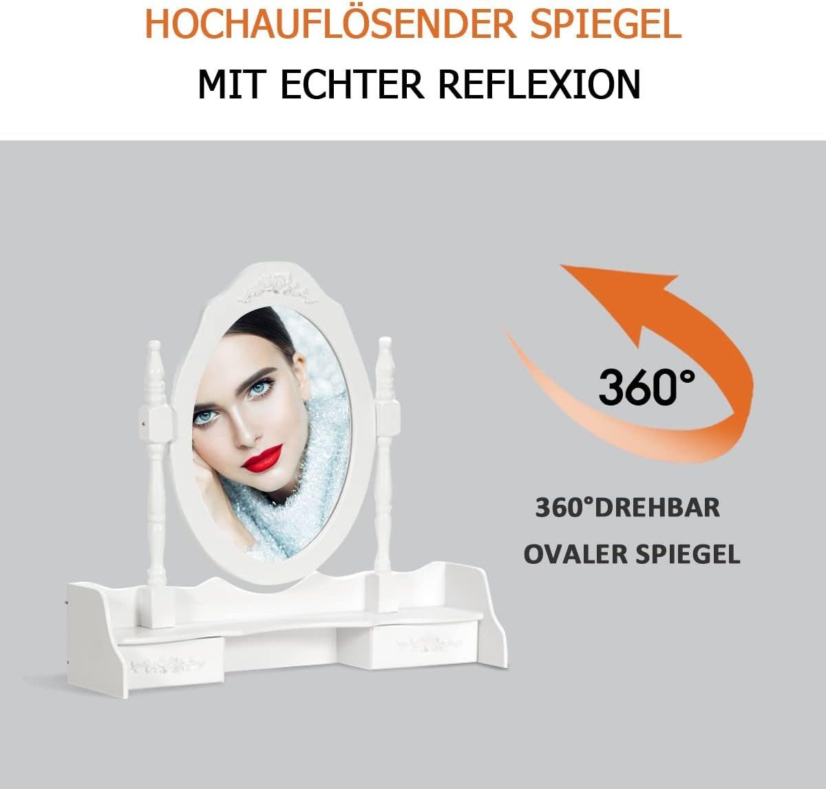 KOMFOTTEU Schminktisch Spiegel (Set), mit mit Hocker Kosmetiktisch
