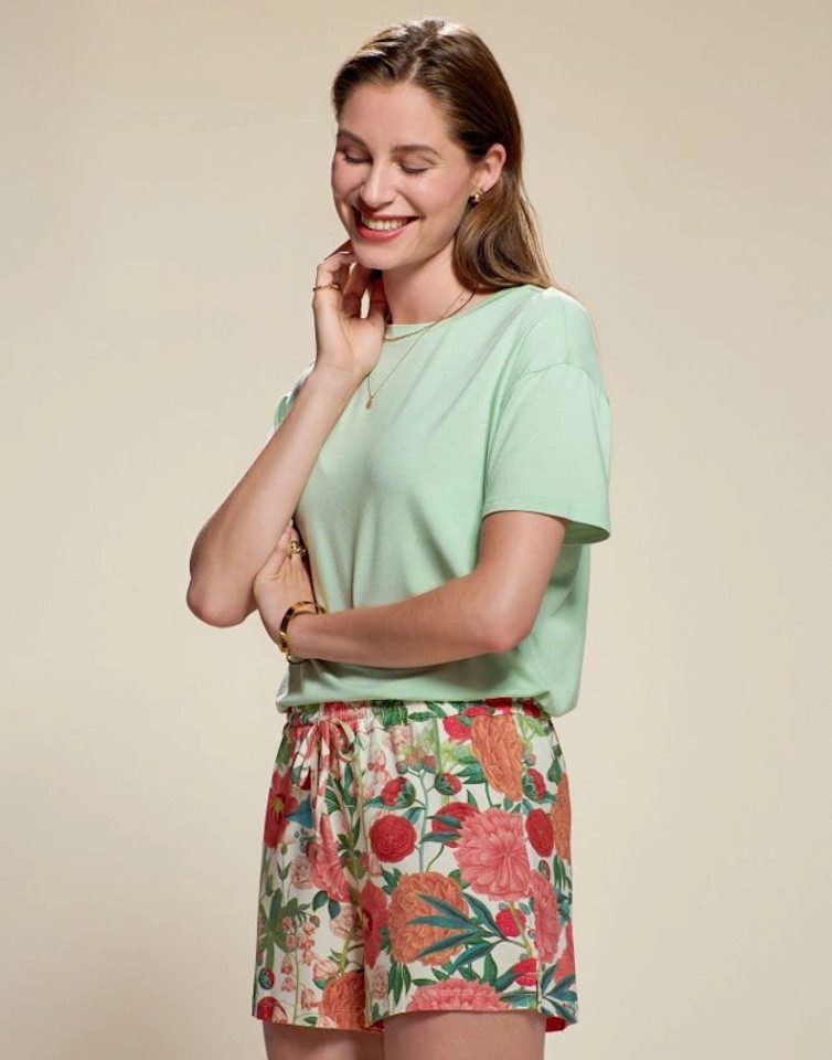 Essenza Пижамыhorts Nori Florentien Lobster Pink mit floralem Print