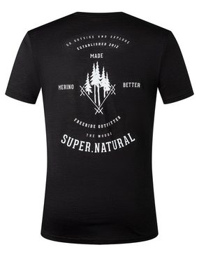 SUPER.NATURAL Print-Shirt Merino T-Shirt M FREERIDE TEE pflegeleichter Merino-Materialmix