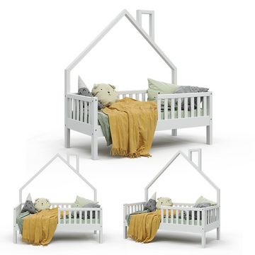 VitaliSpa® Hausbett Kinderbett Spielbett Noemi 70x140cm Weiß Rausfallschutz