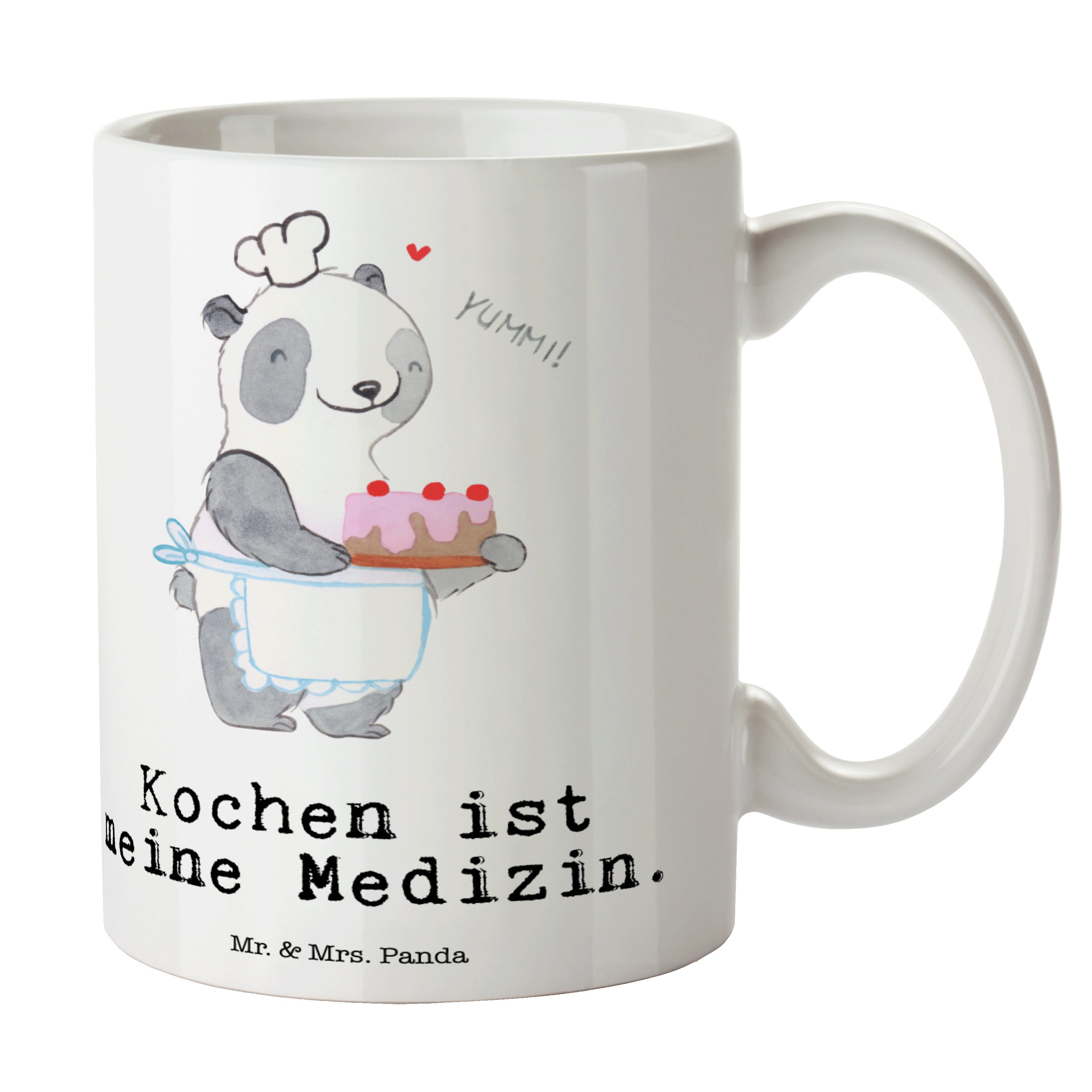 Dankesc, Tasse - Medizin Keramik Geschenk, Bär - Mrs. Hobbyköchin, Weiß Panda Hobbykoch, Mr. & Kochen