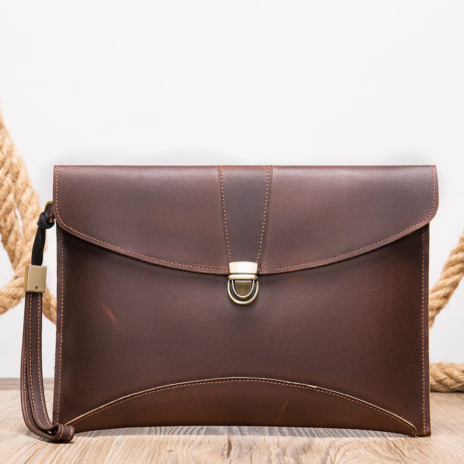 YUBRO-STUDIO Clutch Herren Leder Clutch Tasche Handgelenkriemen Reise Business Handtasche