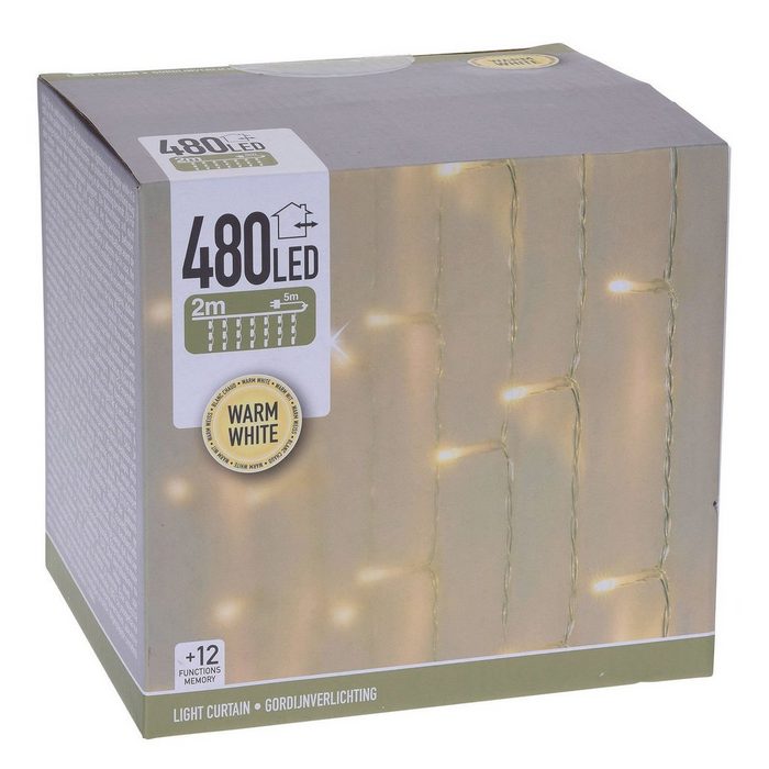 Spetebo Lichtervorhang LED Lichtervorhang warm weiß mit 12 Funktionen 480-flammig 300 x 200 cm - Weihnachts Garten Deko Beleuchtung