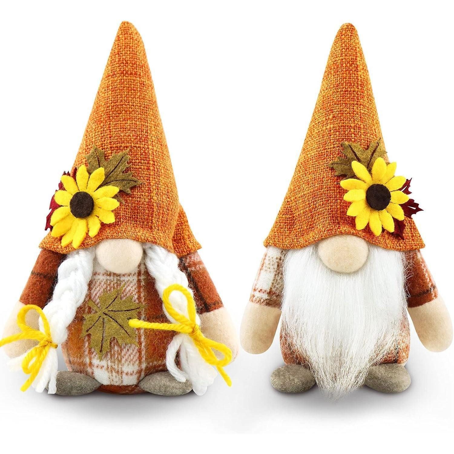 LuxusKollektion Wichtel Wichtel Figuren Herbstdeko 2 Stück Statue Tomte Orange (2 St)