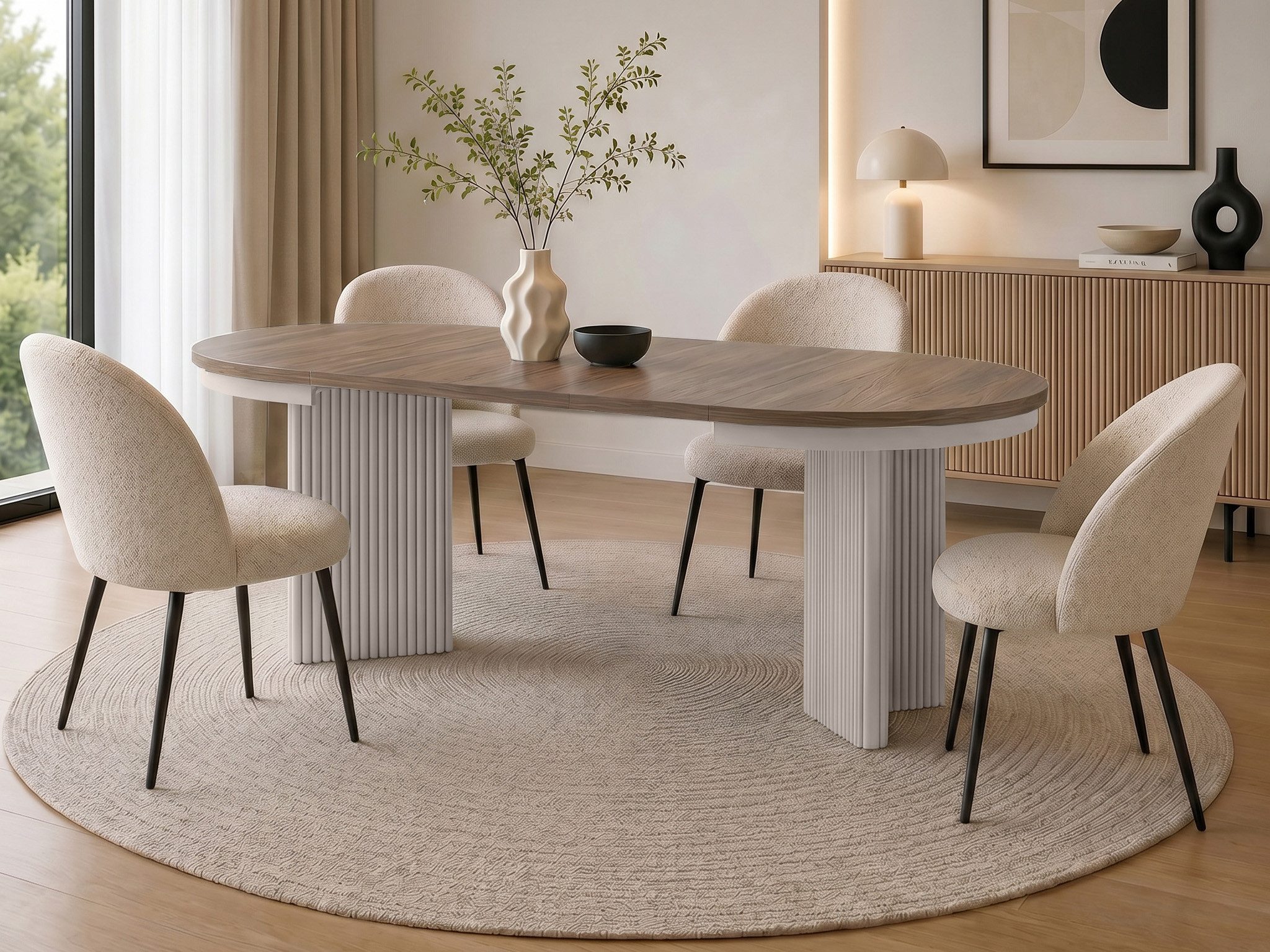 Beautysofa Esstisch PRESTIGE runder Design-Tisch ausziehbar Ø 100–180 cm oder Ø 120–200 cm (Metallbeinen, hitze- und verfärbung beständig), verschiedene Farben