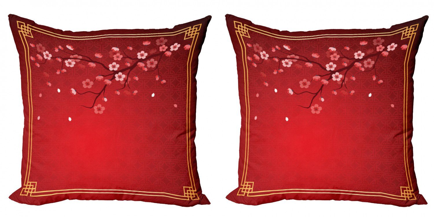 Kissenbezüge Modern Accent Doppelseitiger rot Rahmen Branch Abakuhaus Cherry Stück), Chinese Digitaldruck, (2