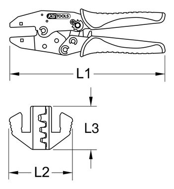 KS Tools Crimpzange, Für isolierte Stoßverbinder mit Schrumpfschlauch