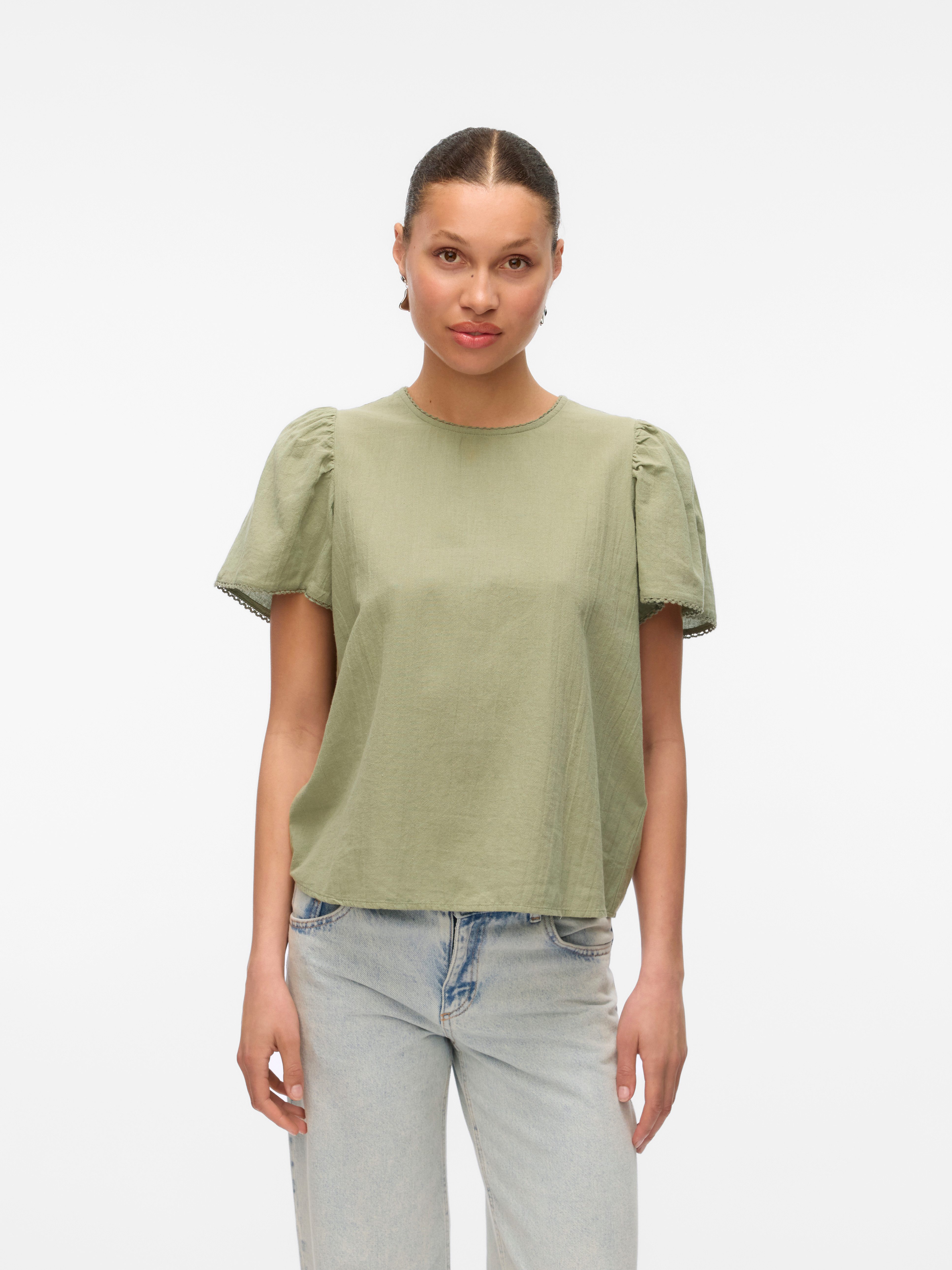 Vero Moda Kurzarmbluse VMPRETTY SS TOP WVN GA NOOS günstig online kaufen
