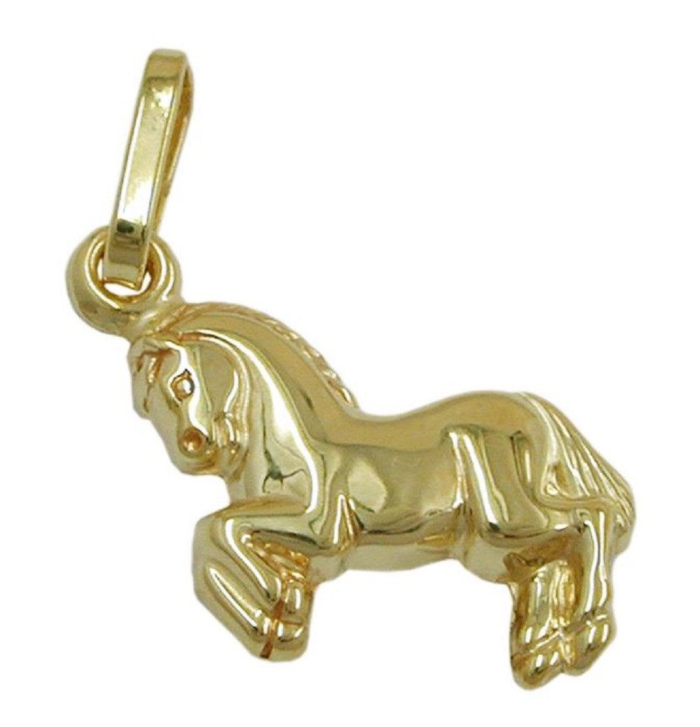 Kettenanhänger Anhänger Pferd glänzend 375 Gold 10 x 11 mm