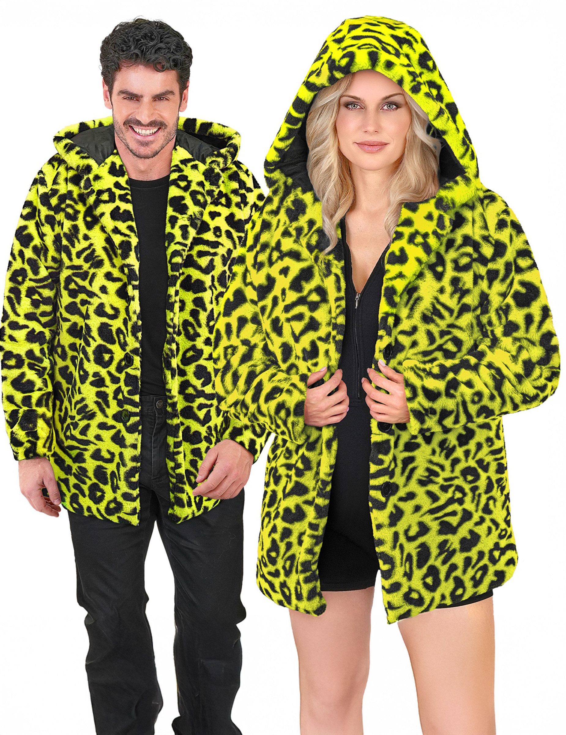 Widmann S.r.l. Kostüm Leoparden Hoodie Gelb Kapuzenjacke Erwachsene
