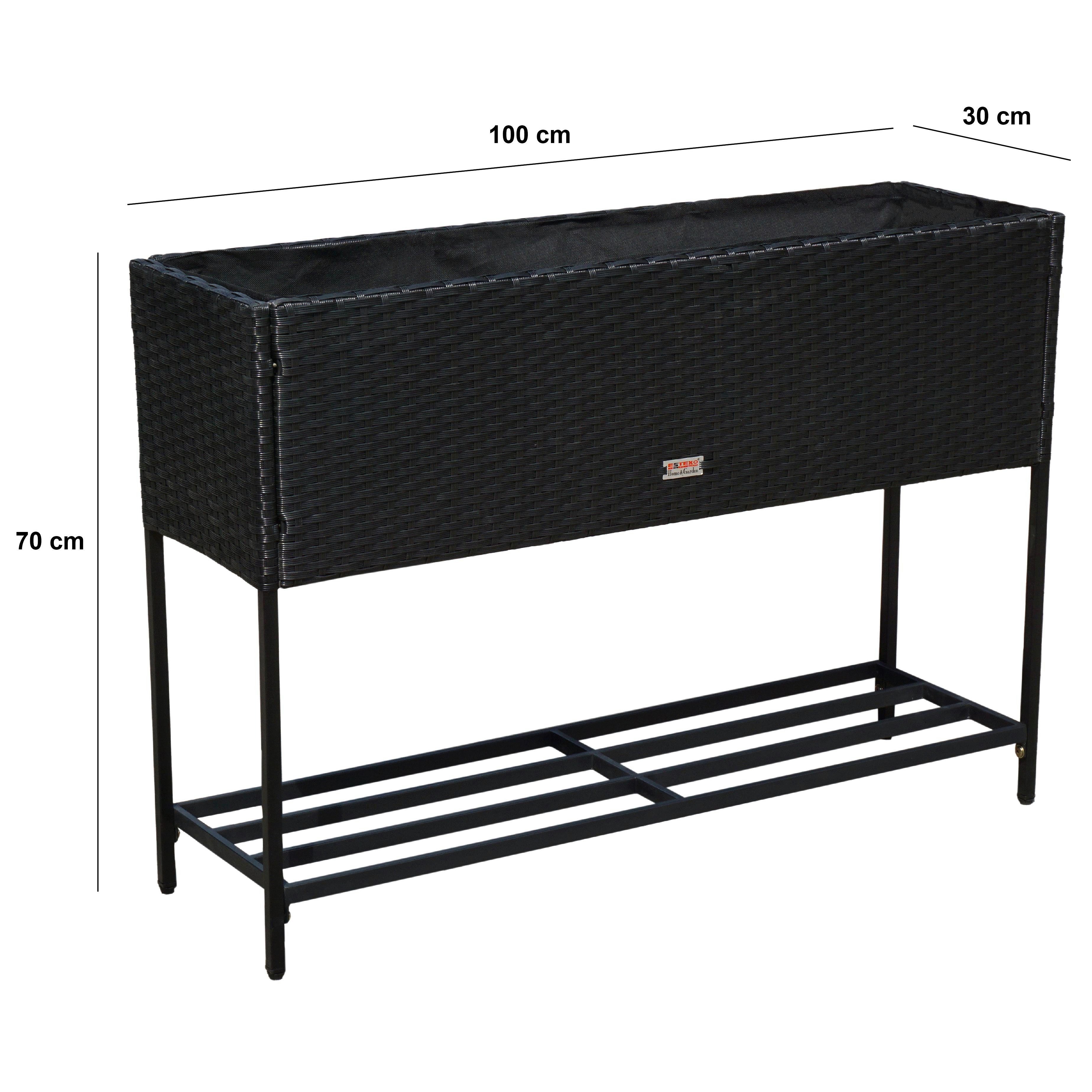 ESTEXO Hochbeet Polyrattan Blumenbeet 100x30x70 cm Kräuterbeet Gemüsebeet Schwarz
