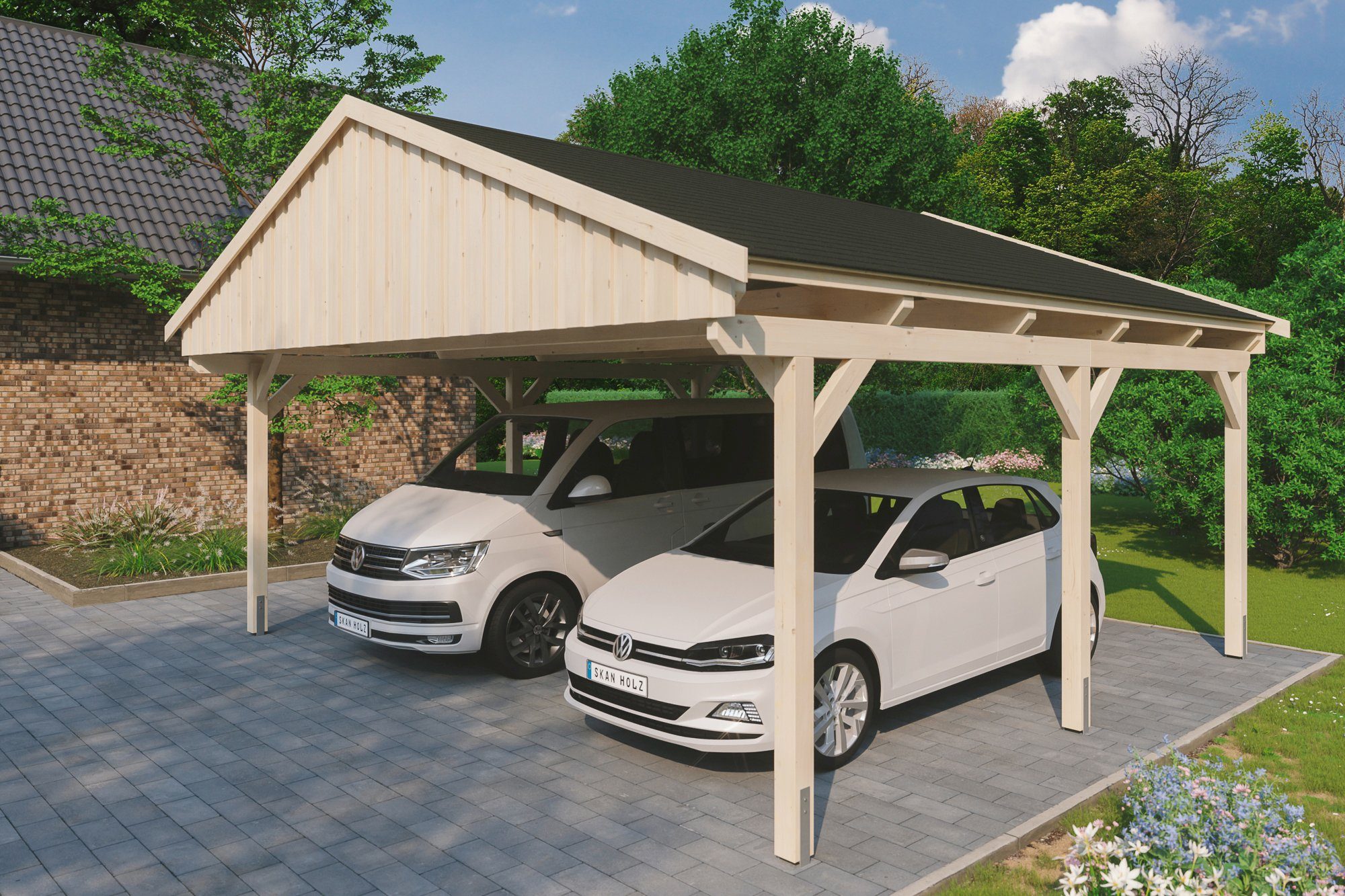 574 cm, Einfahrtshöhe, schwarzen BxT: 618x566 Doppelcarport mit Schindeln Skanholz cm Fichtelberg,