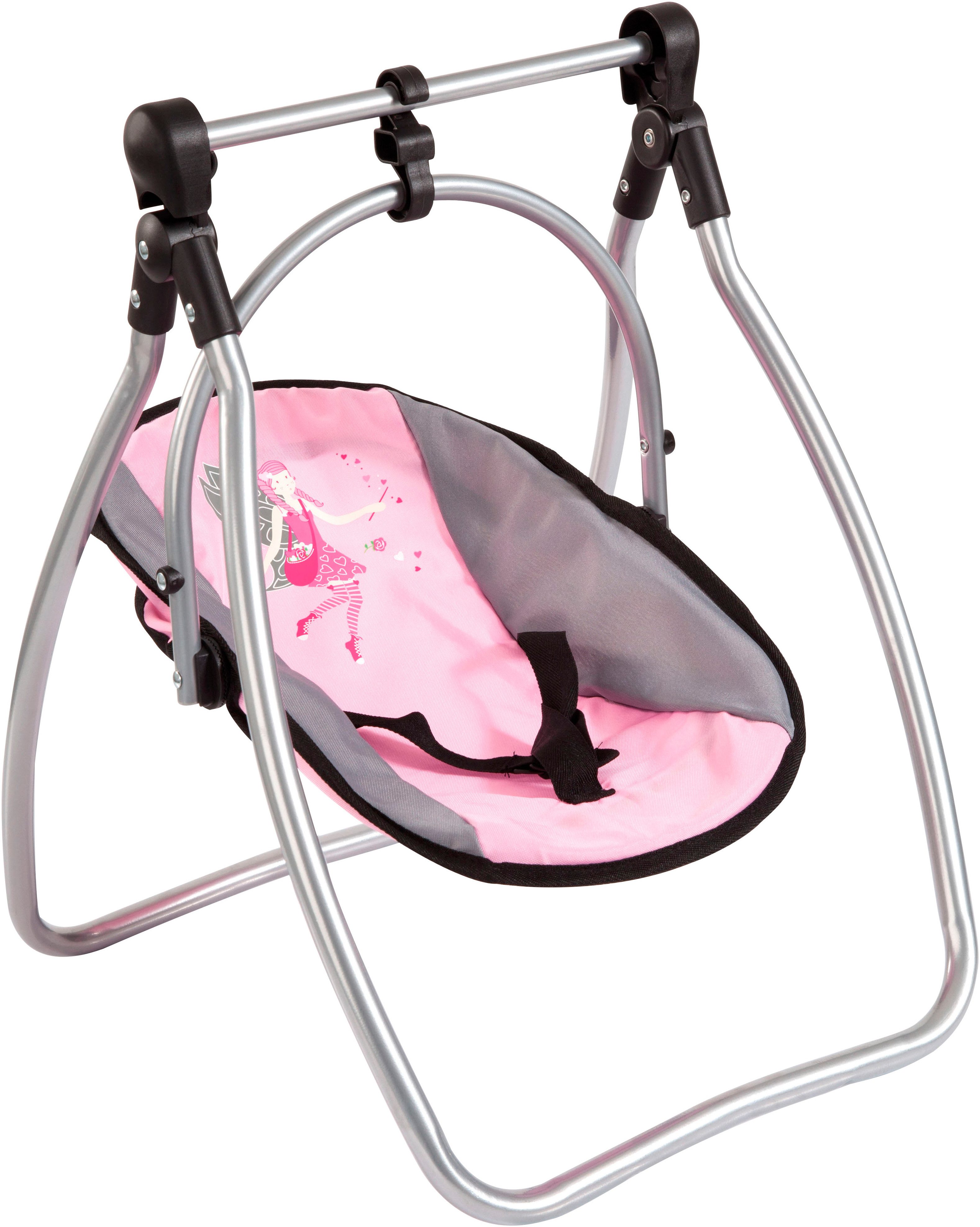 Bayer Puppen Accessoires-Set Vario rosa/grau, (Set, 6-tlg), mit multifunktionalem Sitz