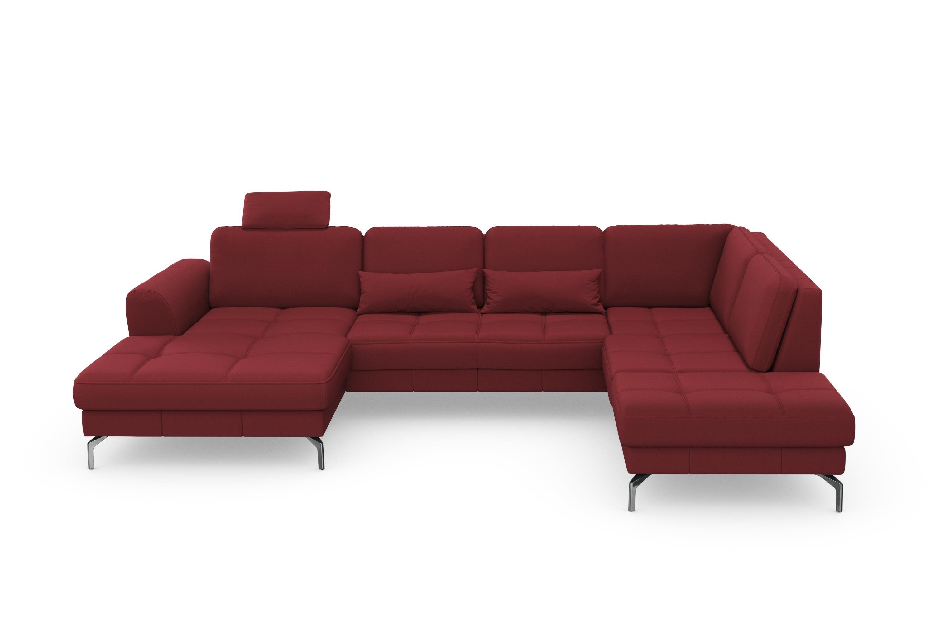 sit&more Wohnlandschaft Bendigo U-Form, inklusive Sitztiefenverstellung, Bodenfreiheit 15 cm, in 2 Fußfarben