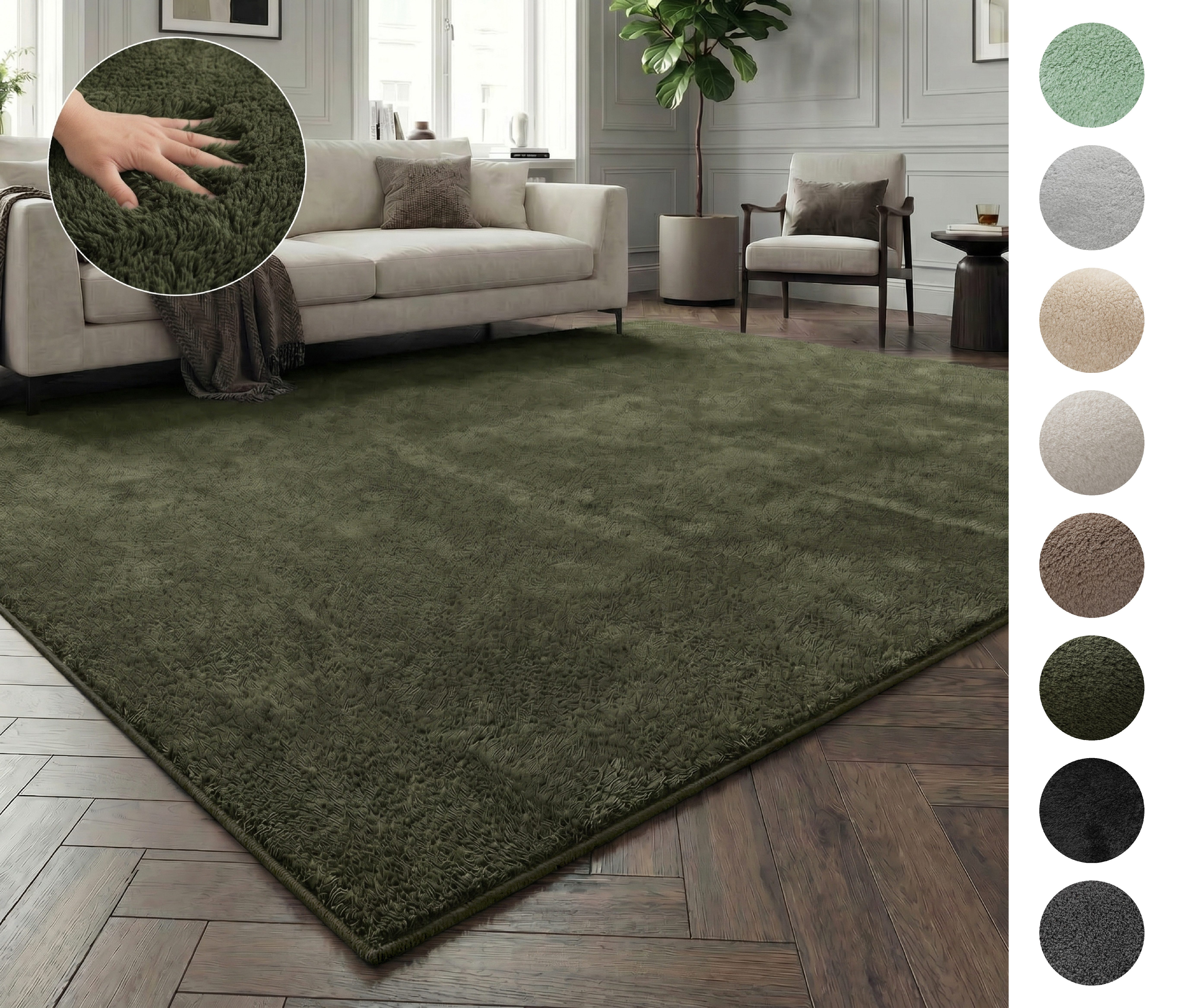 OTTO home Teppich Cali, in Standard- und Premium-Qualität, 13 mm oder 16 mm Höhe, rechteckig, Uni-Farben, kuschelig, & weich, waschbar, Wohnzimmer, Schlafzimmer
