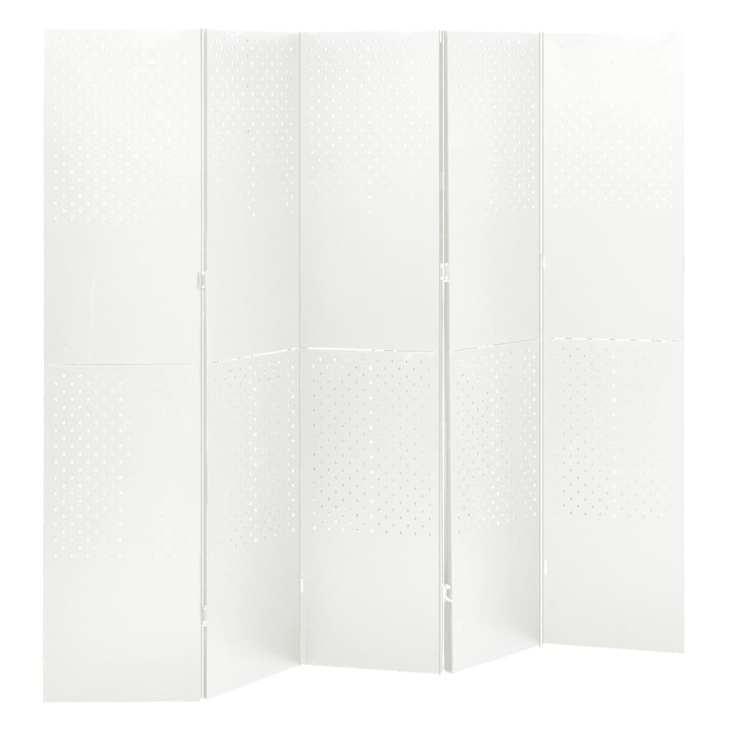 Weiß 5-tlg cm Stk vidaXL 2 Raumteiler Raumteiler 200x180 Stahl
