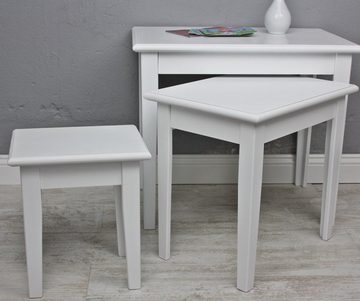 elbmöbel Konsolentisch Beistelltisch 3er Set weiß Holz (FALSCH), Konsolentisch: 3er Set 40x50x52 cm weiß Cottage Stil