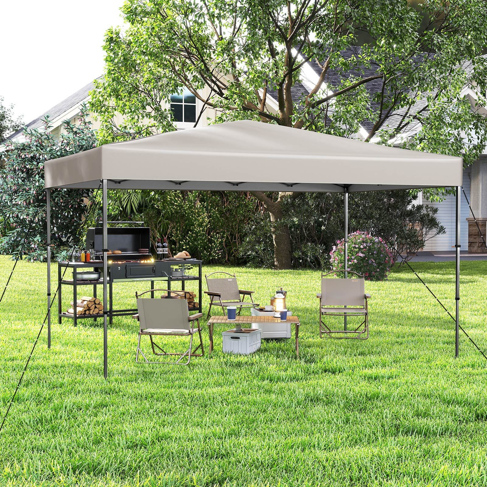 COSTWAY Faltpavillon, 365x225cm Pop-up-Pavillon faltbar mit Tragetasche
