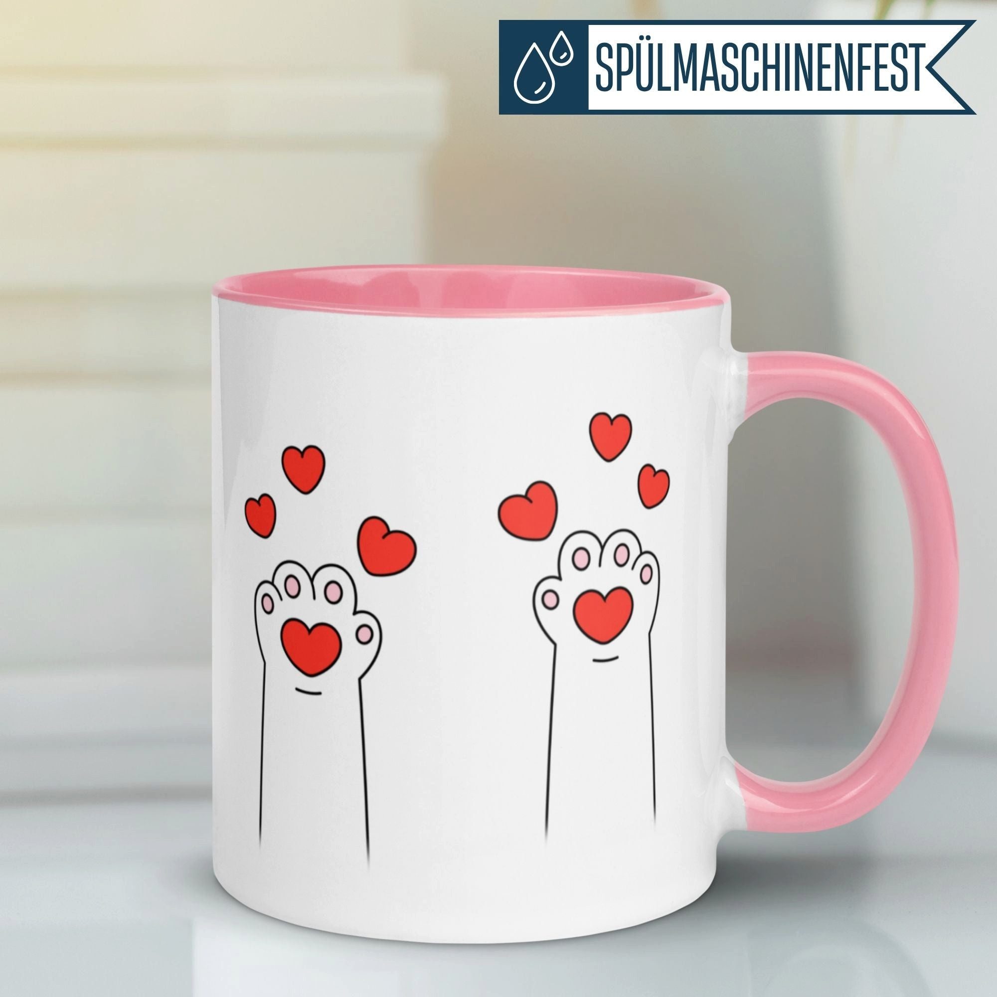 Momentals Tasse Katze – „Lieblingspfoten“ – lustiger Katzen Pfoten Geschenk Becher, Gratis Versand · Links-&Rechtshänder · Spülmaschinenfest
