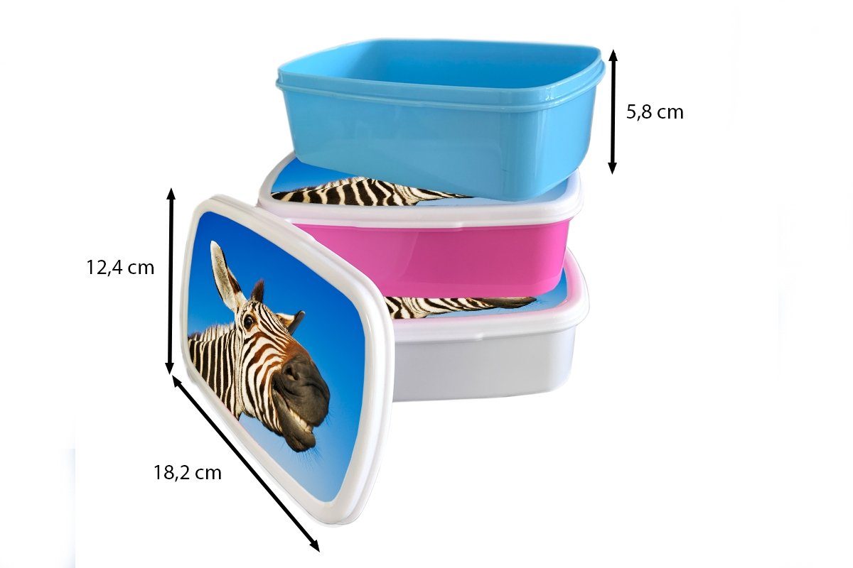 MuchoWow Lunchbox (2-tlg), für Jungen Zebra - - Erwachsene, - rosa Brotdose Kunststoff - Kinder Lustig Snackbox, Mädchen, Kunststoff, Brotbox Mädchen, Kinder