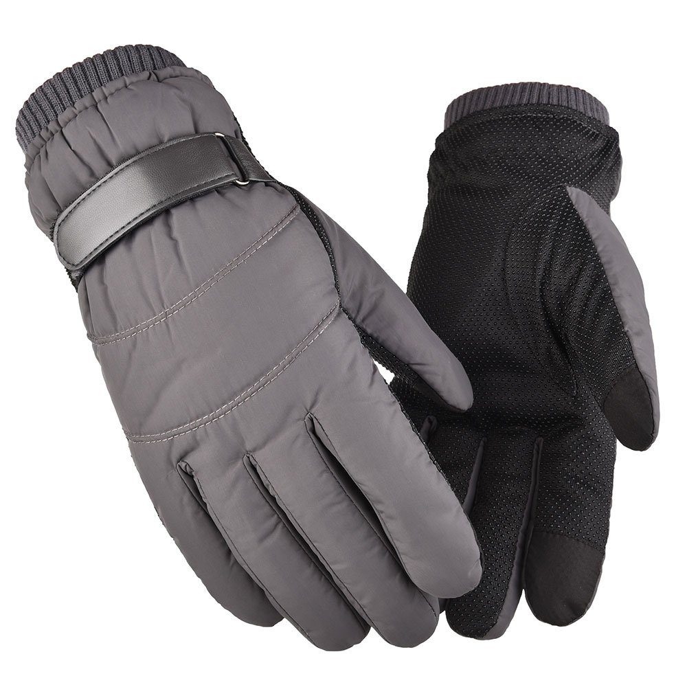 Handschuhe Grau Wärmedämmung Winter Fahrhandschuhe Warm Fahrradhandschuhe Qelus