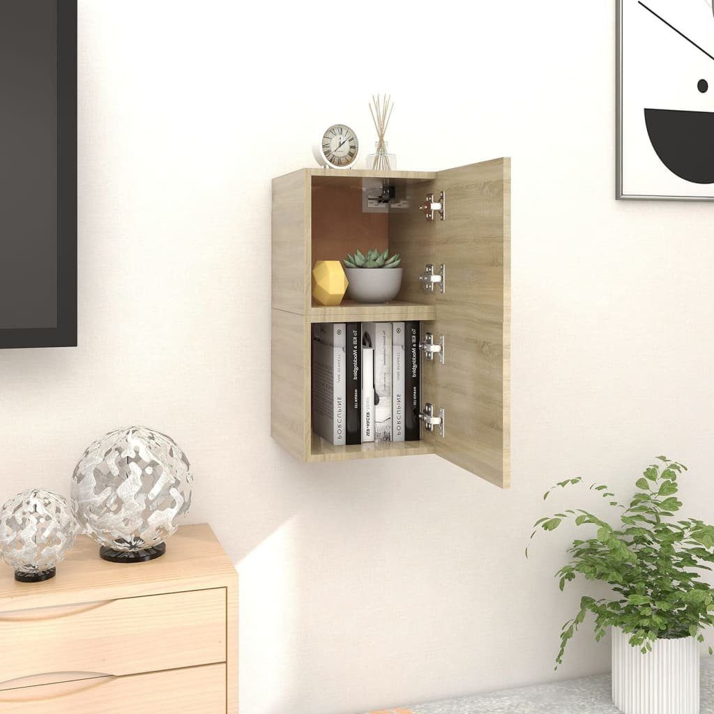 furnicato TV-Schrank TV-Wandschränke 2 Stk. Sonoma-Eiche 30,5x30x30 cm