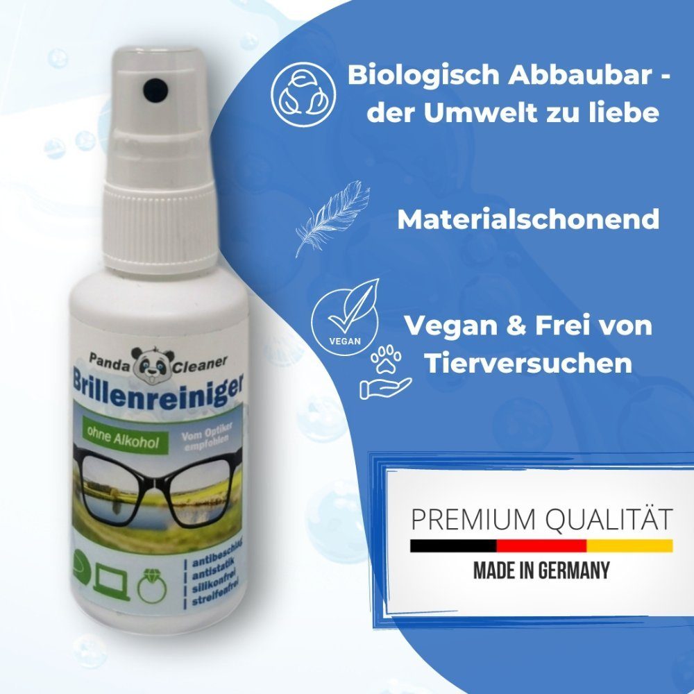 PandaCleaner Brillenreiniger - Bio-Konzentrat (50ml) Glasreiniger - Anti-Beschlag-Formel