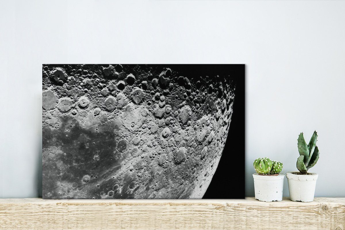 30x20 Wandbild Weltraum (1 St), - OneMillionCanvasses® Leinwandbild Leinwandbilder, Wanddeko, Schwarz, cm Aufhängefertig, Mond -