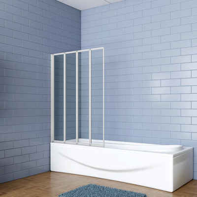 duschspa Badewannenaufsatz 4mm ESG 4-teilige Duschwand Faltwand Glaswand auf Badewanne, Einscheibensicherheitsglas, Sicherheitsglas, (Set), Glas