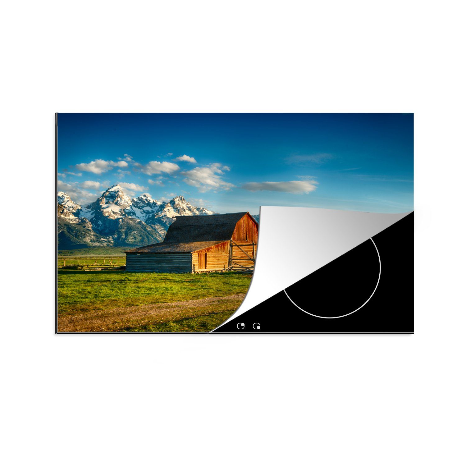 MuchoWow Herdblende-/Abdeckplatte Hütte in Wyoming, Vinyl, (1 tlg), 81x52 cm, Induktionskochfeld Schutz für die küche, Ceranfeldabdeckung