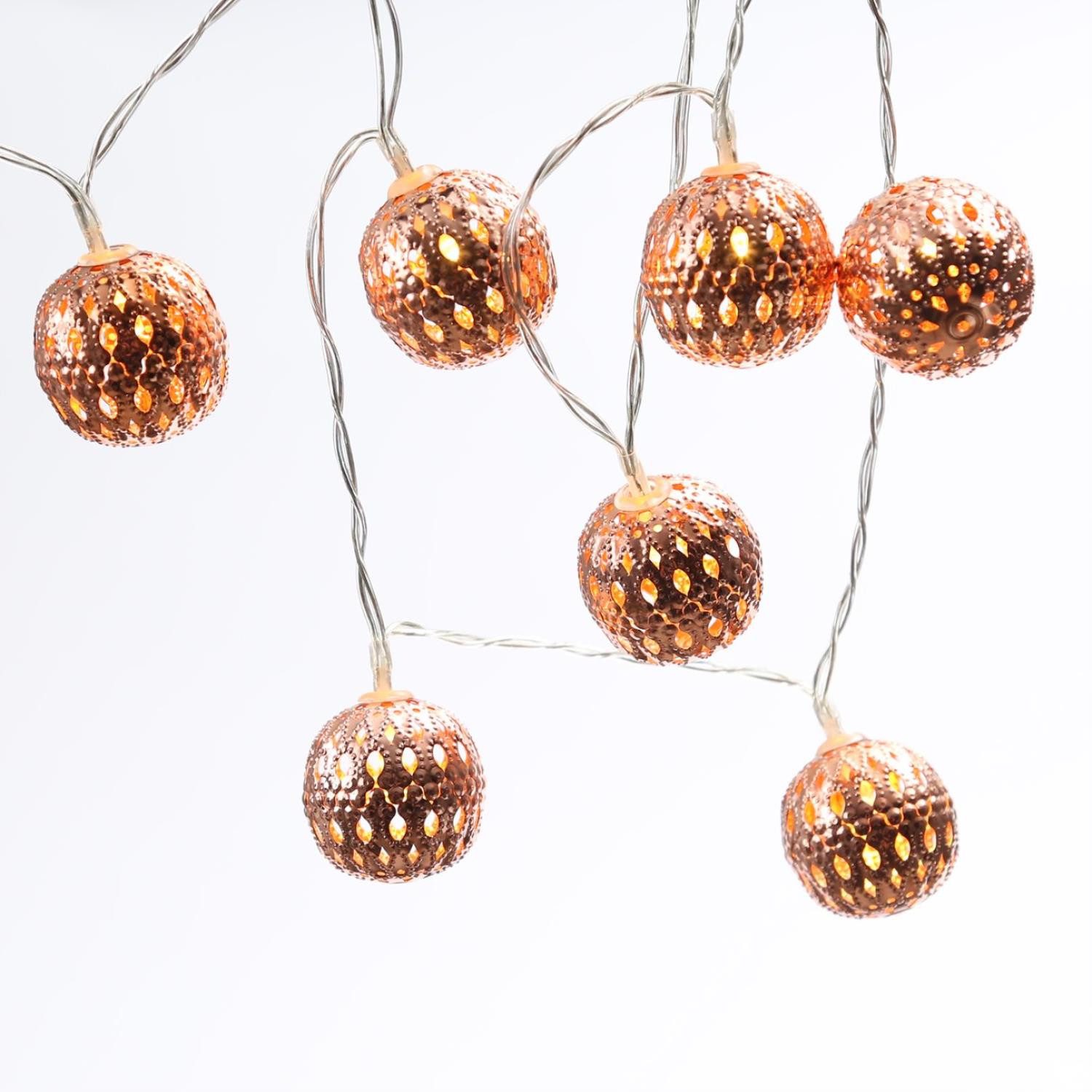 MARELIDA LED-Lichterkette LED Deko Lichterkette 8 Kugeln Metallbälle orientalisch marokkanisch, 8-flammig