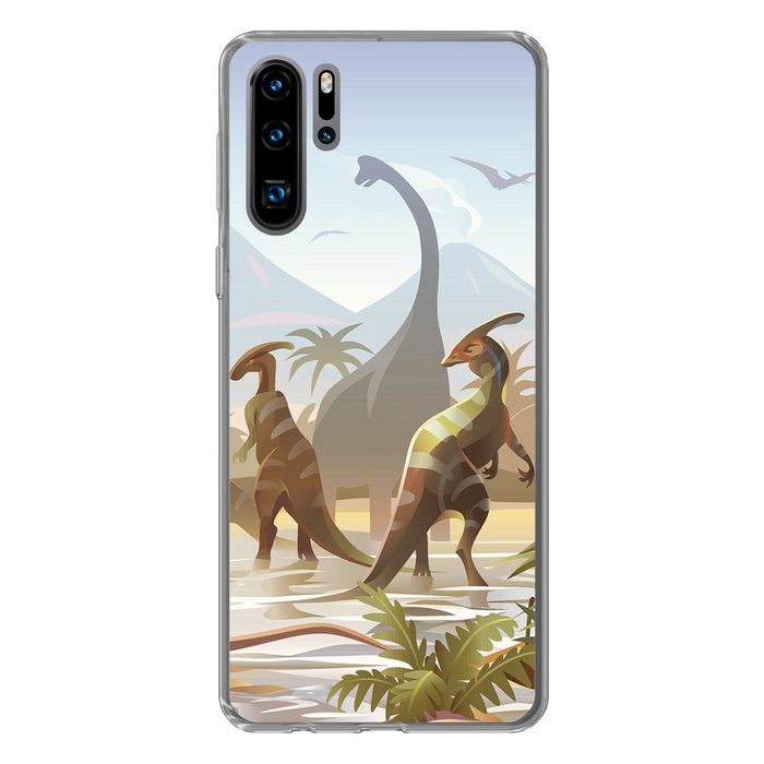 MuchoWow Handyhülle Dinosaurier - Landschaft - Tropisch - Kinder - Jungen Handyhülle Huawei P30 Pro Handy Case Silikon Bumper Case
