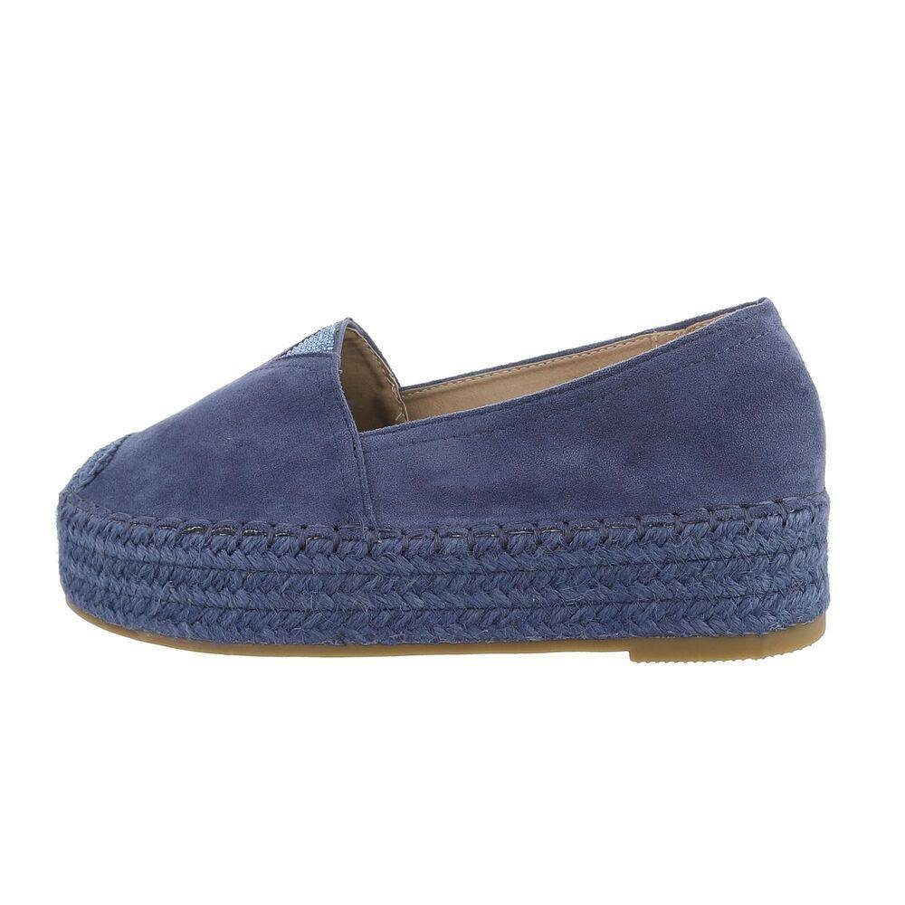 Ital-Design Damen Schlupfschuhe Freizeit Slipper Flach Slipper in Blau