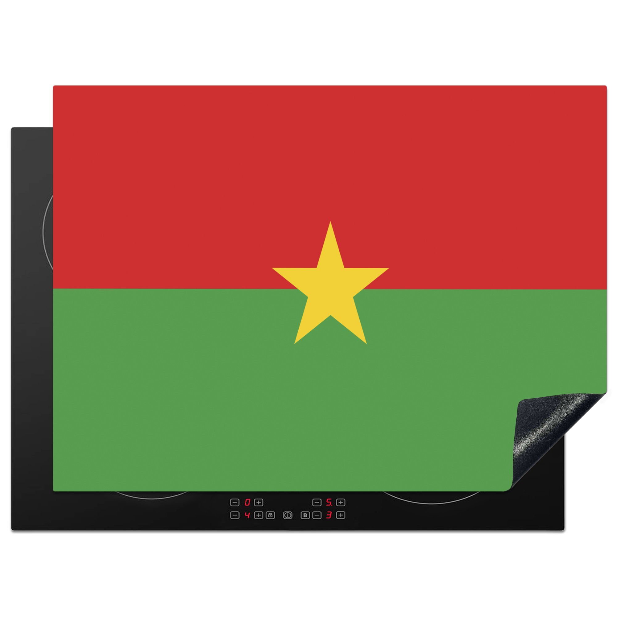 tlg), 70x52 Herdblende-/Abdeckplatte MuchoWow Flagge (1 Illustration von Burkina Ceranfeldabdeckung Arbeitsfläche der Mobile nutzbar, cm, Faso, Vinyl,