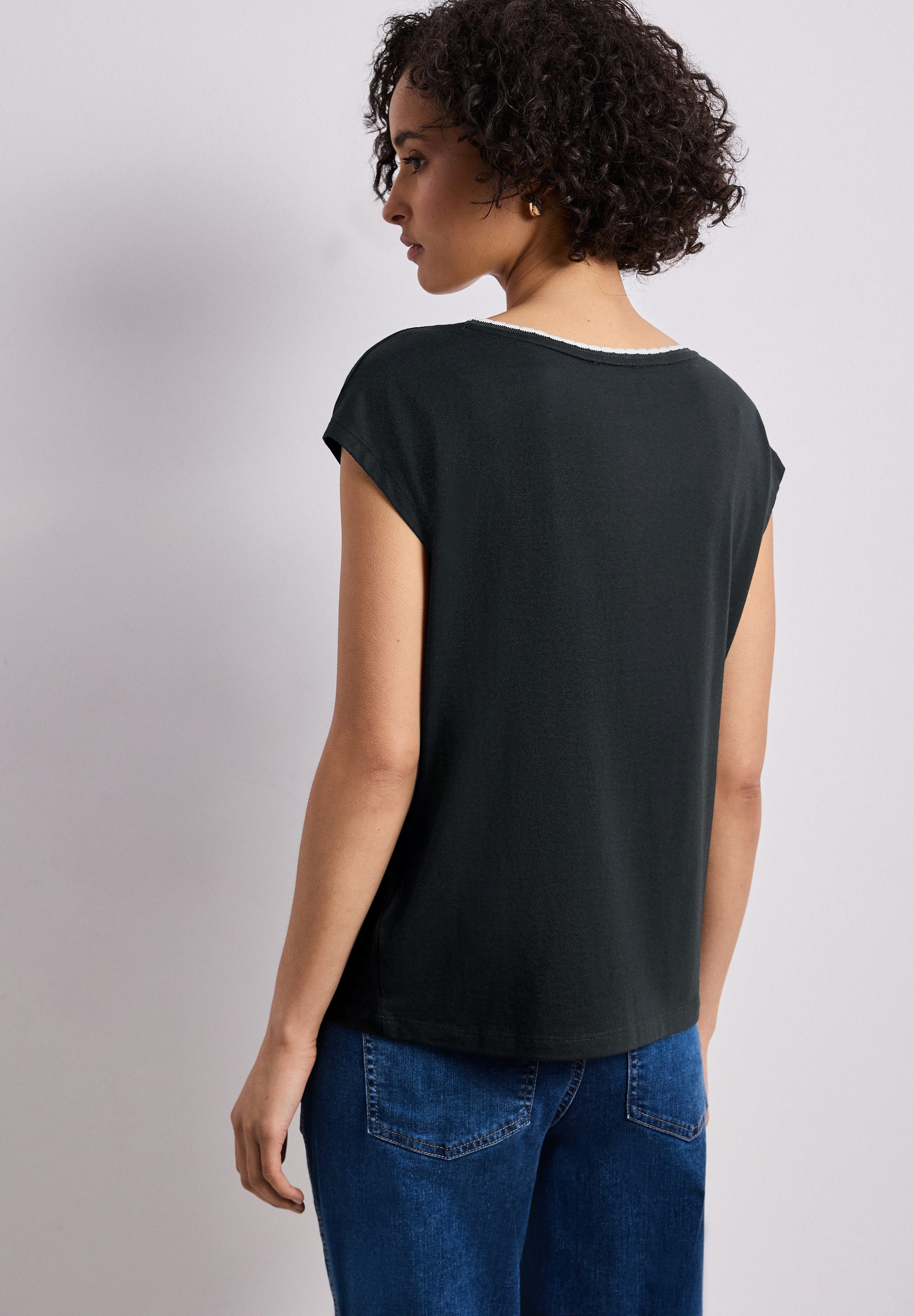 STREET ONE Shirttop Sommershirt mit Deko-Tape