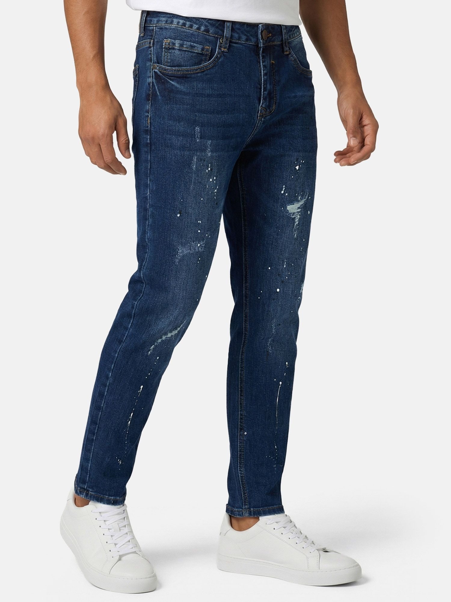 Tazzio Slim-fit-Jeans A110 Destroyed-Look mit Paint-Splatter-Effekt & Used-Waschung – Bild 5 von 5