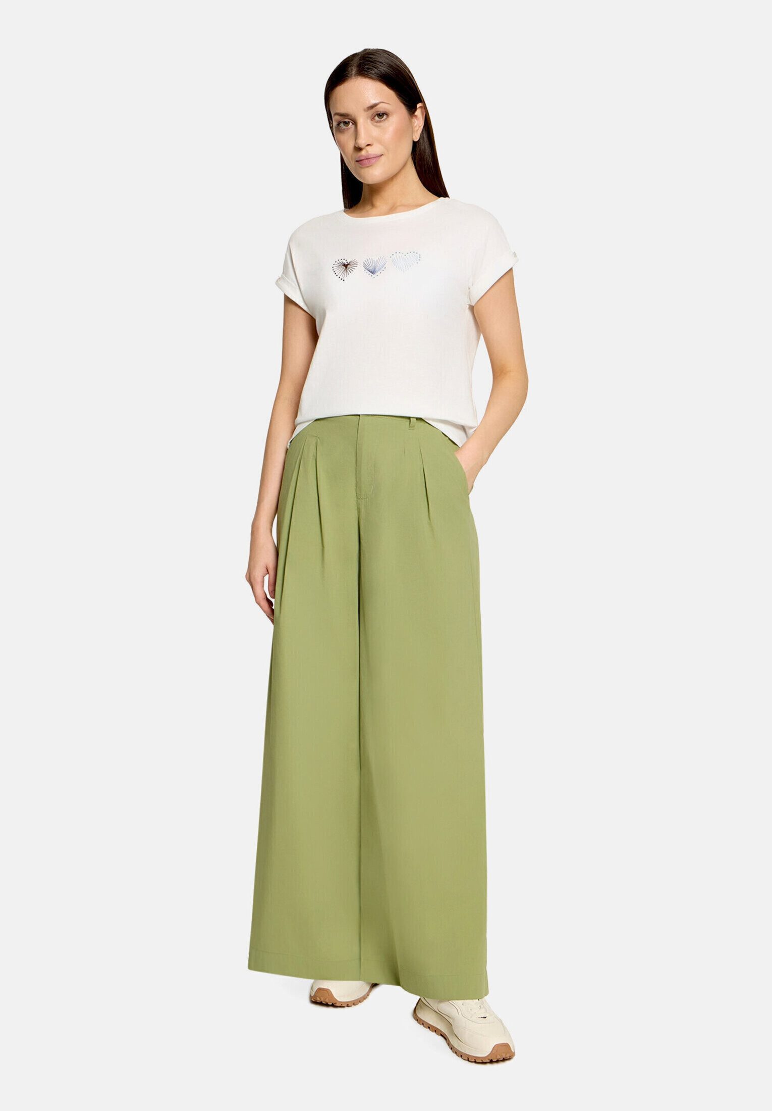 Cartoon Kurzarmshirt Damen mit Ärmelaufschlag (1-tlg)