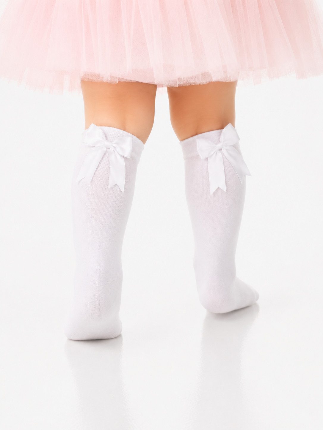 La Bortini Strümpfe lange Socken in Weiß Creme Rosa mit Schleifen für Babys und Kinder (1 Paar, für Einsschulung, für Mädchen)