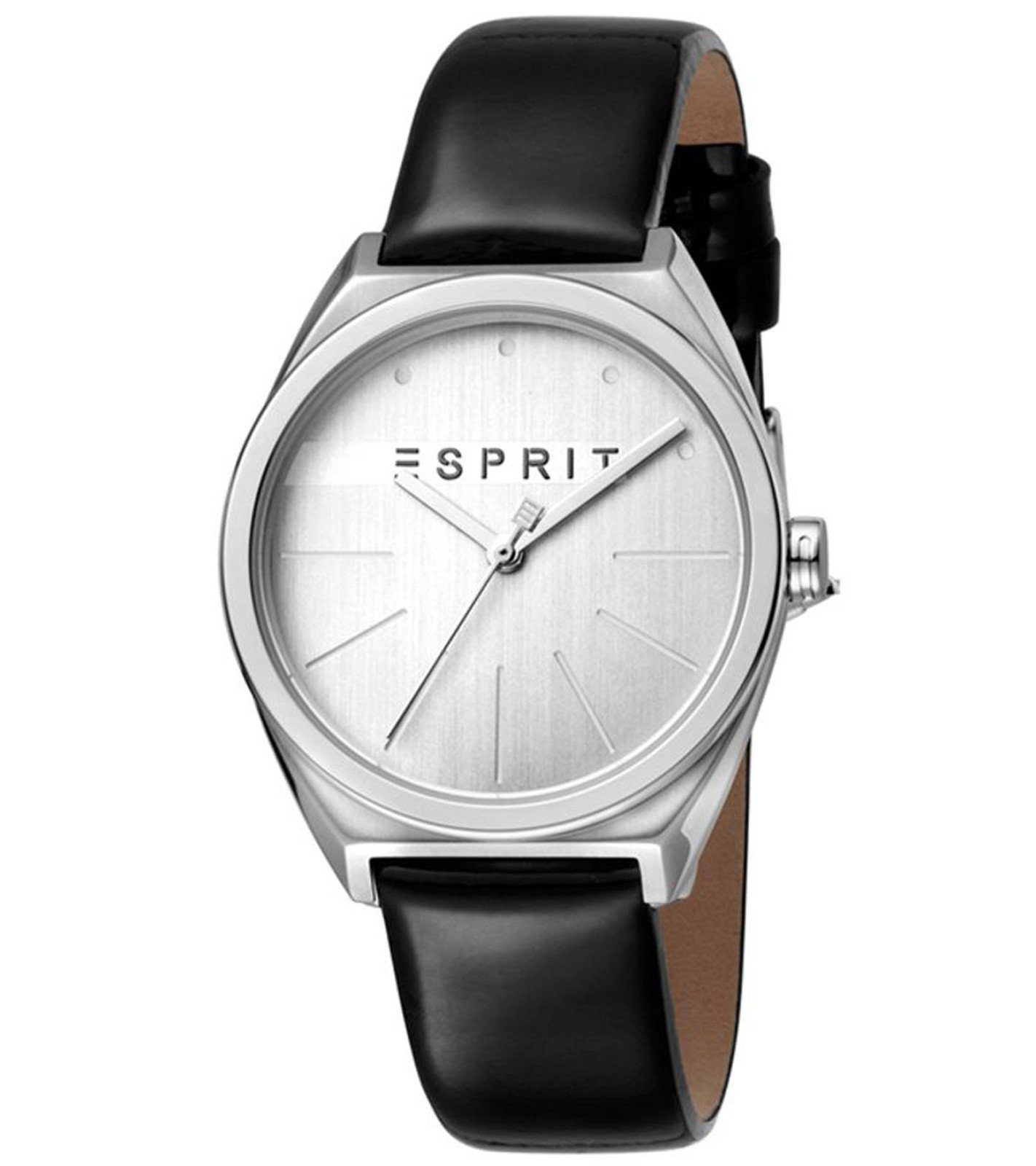 Esprit Quarzuhr »ESPRIT Damen Armband-Uhr analoge Quarz-Uhr mit Leder- Armband Designer-Uhr Silber/Schwarz« online kaufen | OTTO