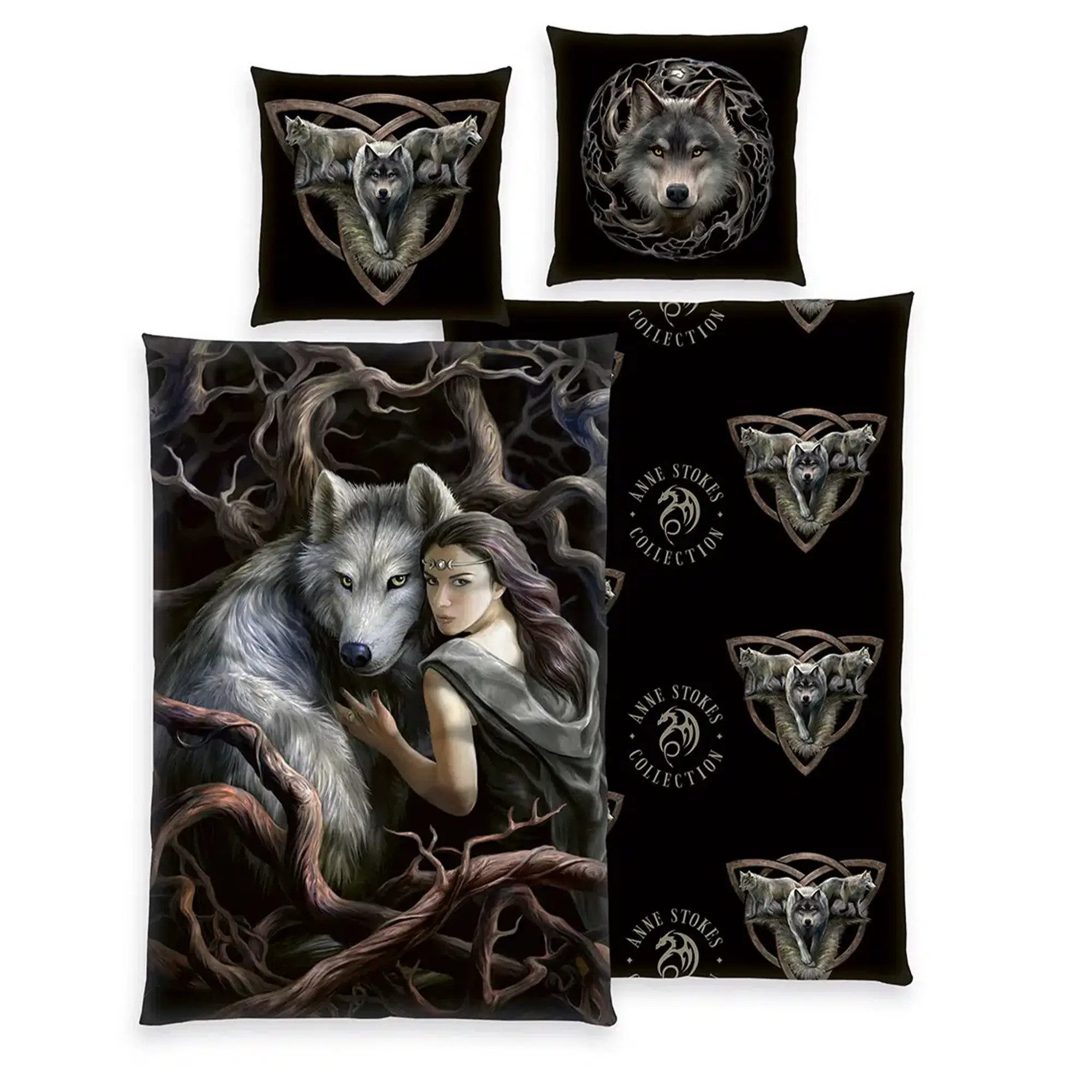 Anne Stokes Bettwäsche -Set ‘Wolf’ – 135×200 cm, Renforcé, 100% Baumwolle