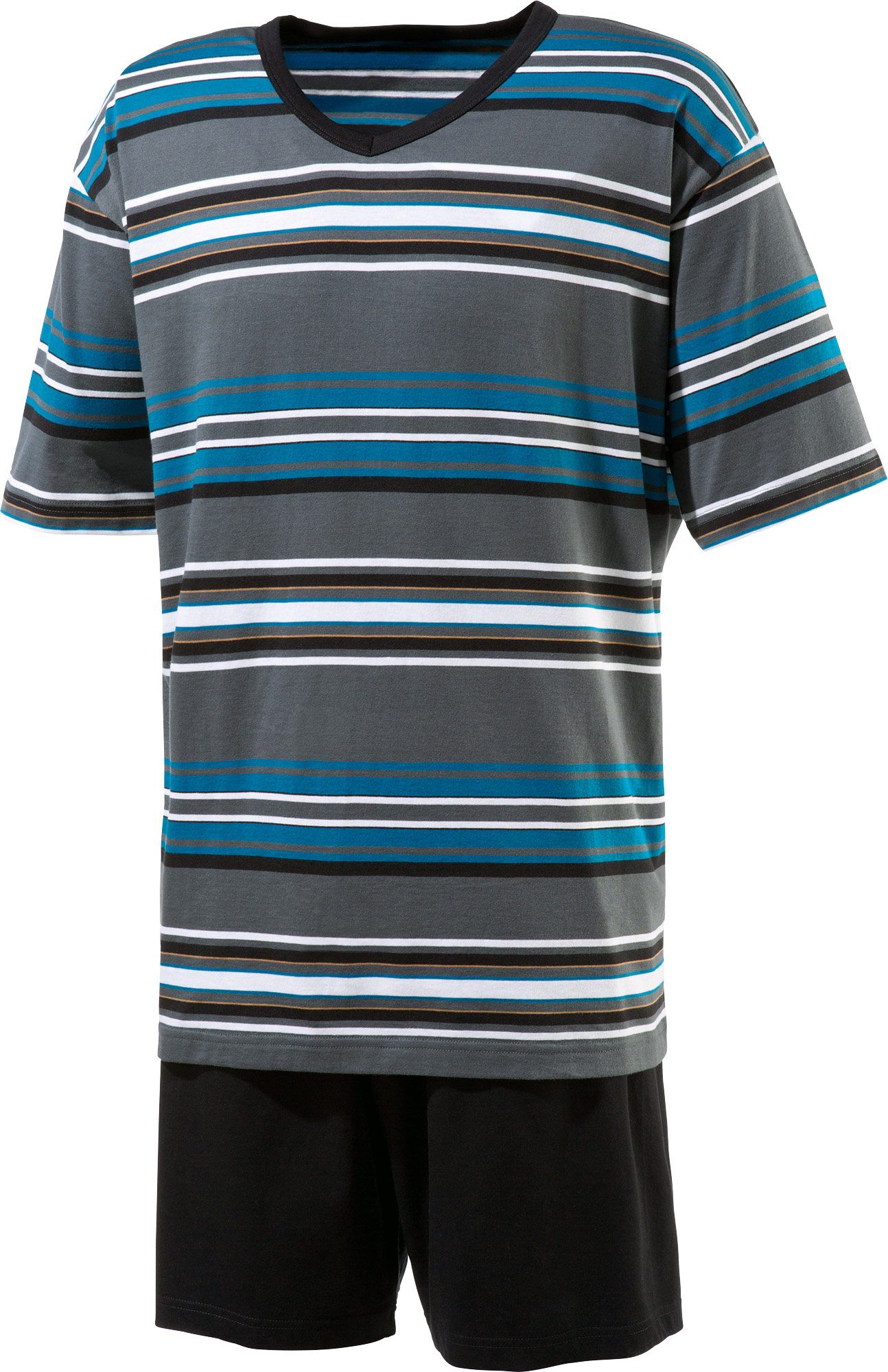 Erwin Müller Pyjama Herren-Shorty Single-Jersey Streifen