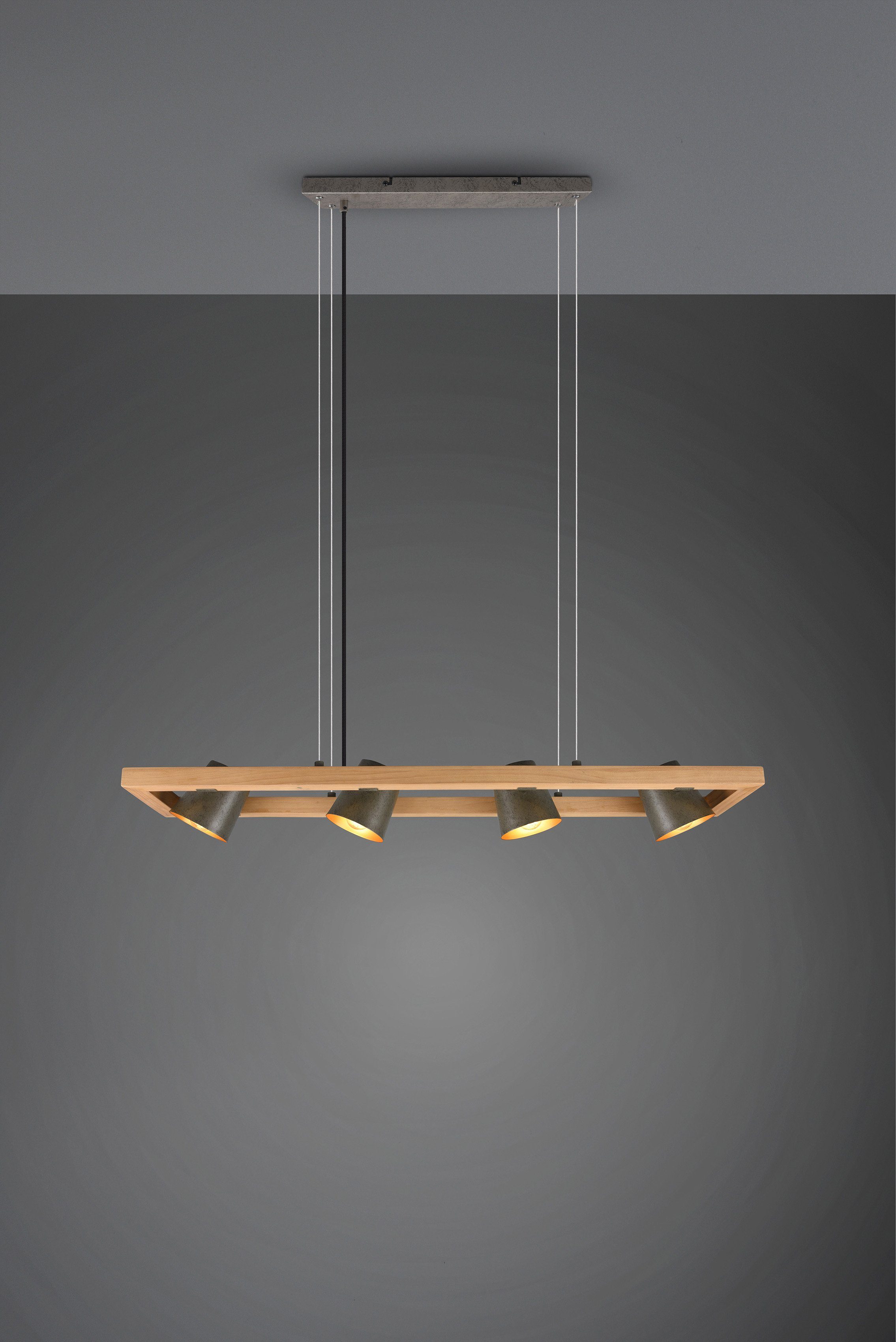 wechselbar, in Leuchtmittel mit Schirme / nickel Holz Glocken-Design Leuchtmittel, antik TRIO aus Leuchten ohne Warmweiß, Optik Bell, Pendelleuchte Schirmen