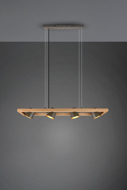 TRIO Leuchten Pendelleuchte Bell, Leuchtmittel wechselbar, ohne Leuchtmittel, Warmweiß, aus Holz mit Schirmen in Glocken-Design / Schirme nickel antik Optik