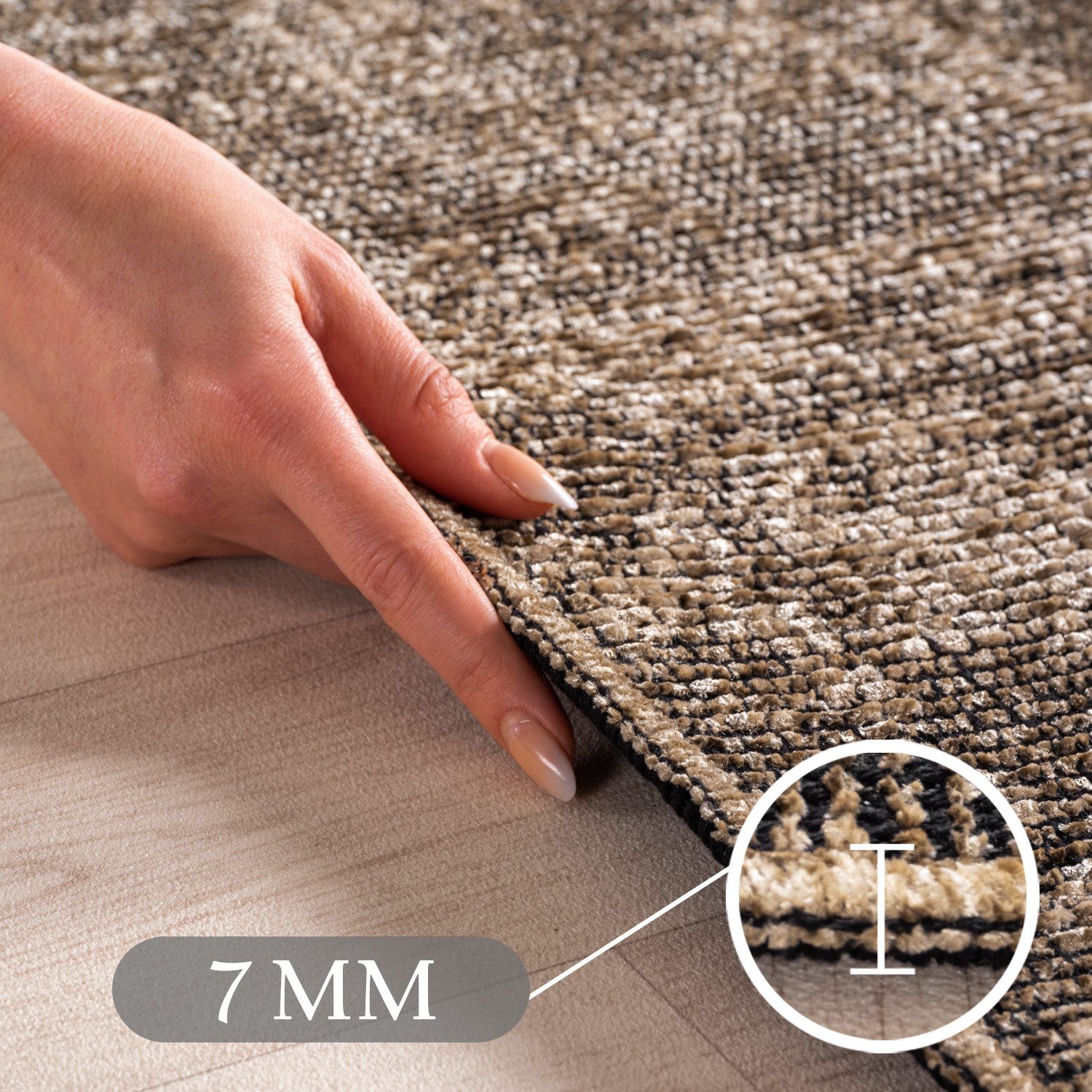 Carpettex Veloursteppich Boho Design, Läufer, Höhe: 7 mm, Baumwolle, Waschbarer Teppich, Boho-Stil, Wohnzimmer, Schlafzimmer